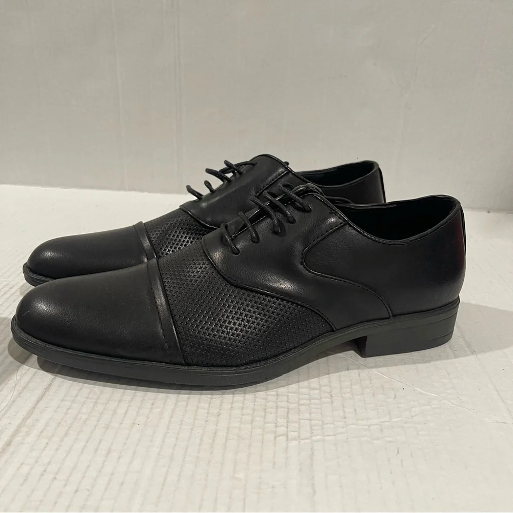 Men's Black Leather Lace-Up Dress Shoes